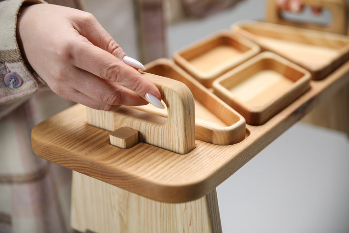 Wooden Folding Snack Table – Elegant Serving Tray with Legs