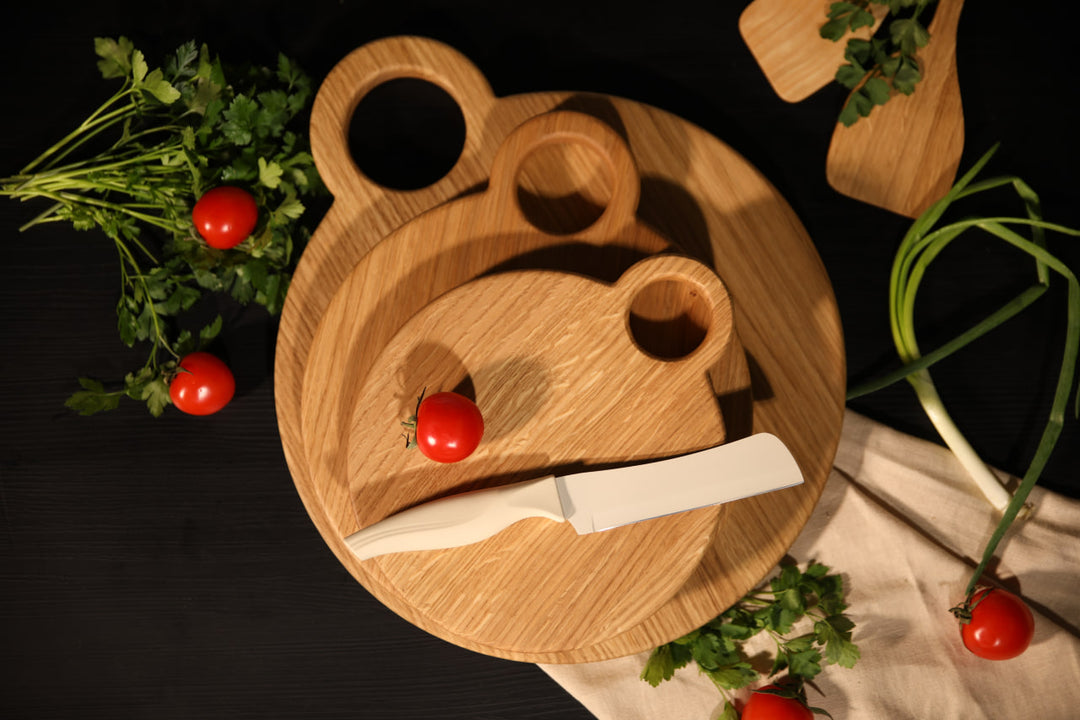 Premium Wooden Board Trio – Natural Wood Kitchen Set