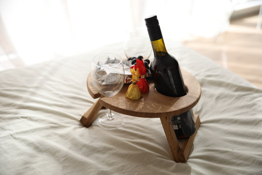 Handcrafted-wooden-wine-table-for-outdoor-use