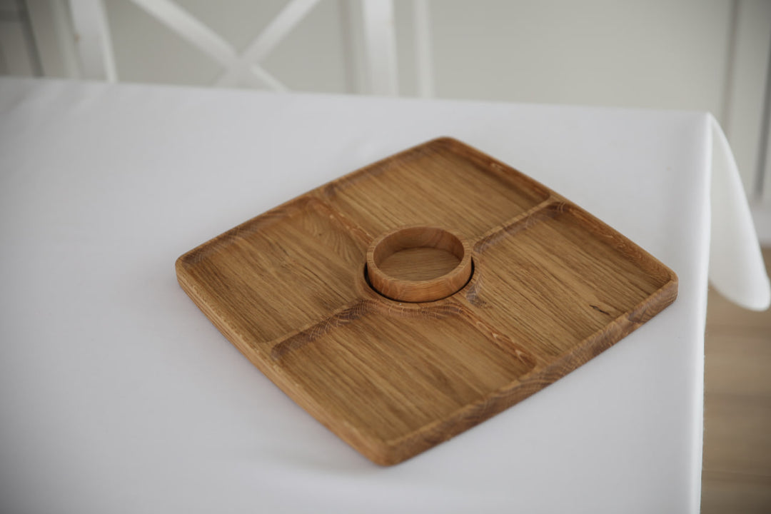 Eco-friendly-wooden-divided-serving-tray-multi-compartment-platter-for-elegant-food-display