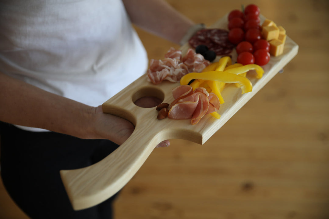 Handcrafted-wooden-charcuterie-board-with-handle
