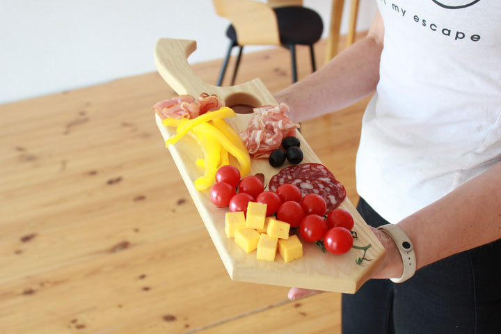 Handcrafted-wooden-charcuterie-board-with-handle
