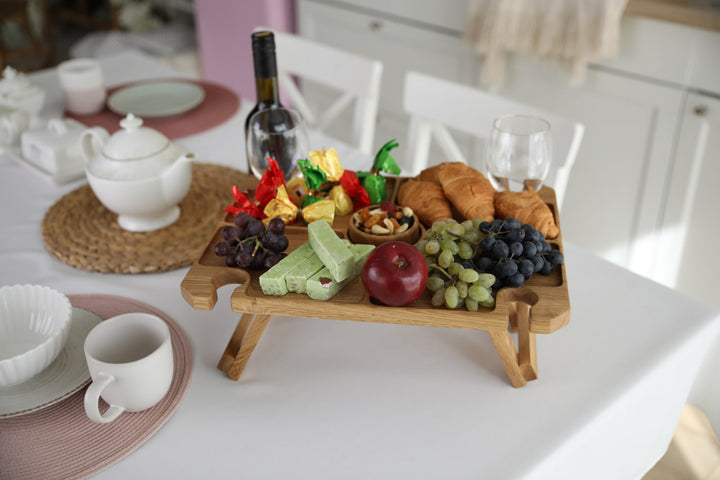 Wine-and-cheese-picnic-table-made-of-wood