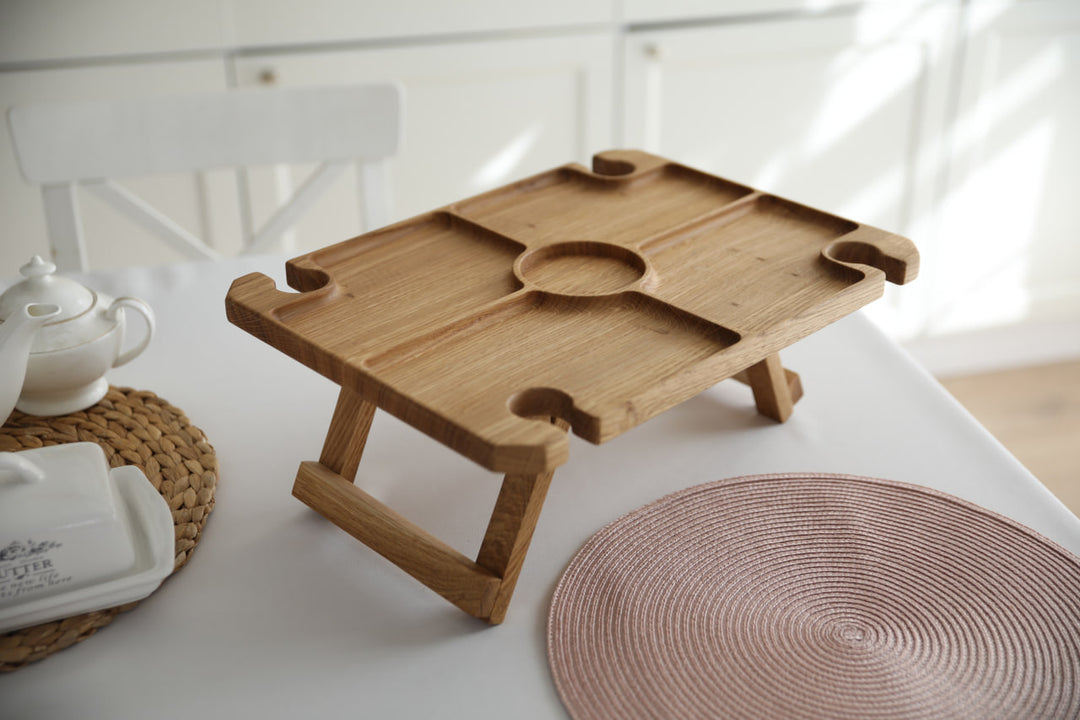 Wine-and-cheese-picnic-table-made-of-wood
