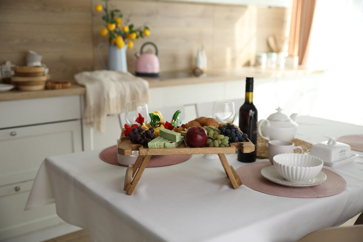 Wine-and-cheese-picnic-table-made-of-wood