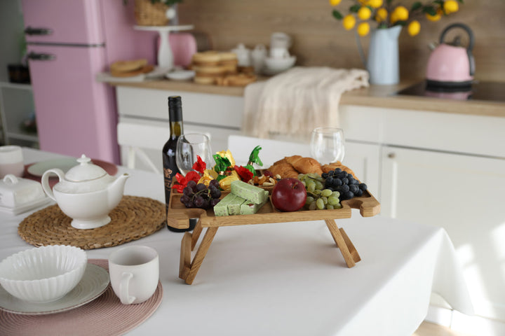 Wine-and-cheese-picnic-table-made-of-wood