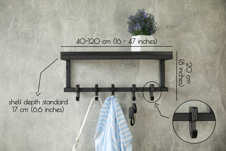 Minimalist Wood & Steel Wall Rack - Elegant Entryway Organizer