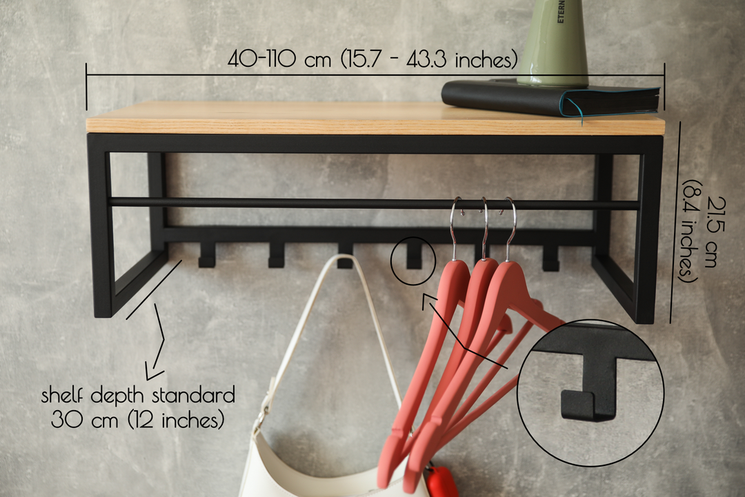 Entryway Shelf with Hooks - Reclaimed Wall Shelf