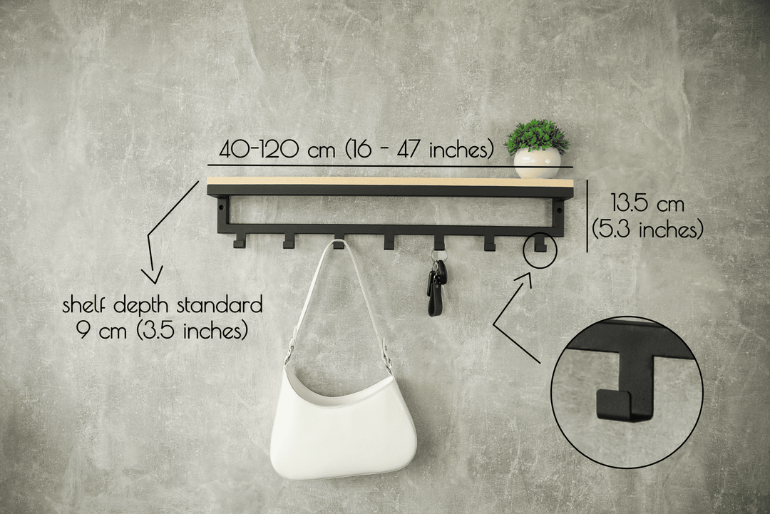 Rustic Entryway Shelf - Hallway Minimalist Coat Rack
