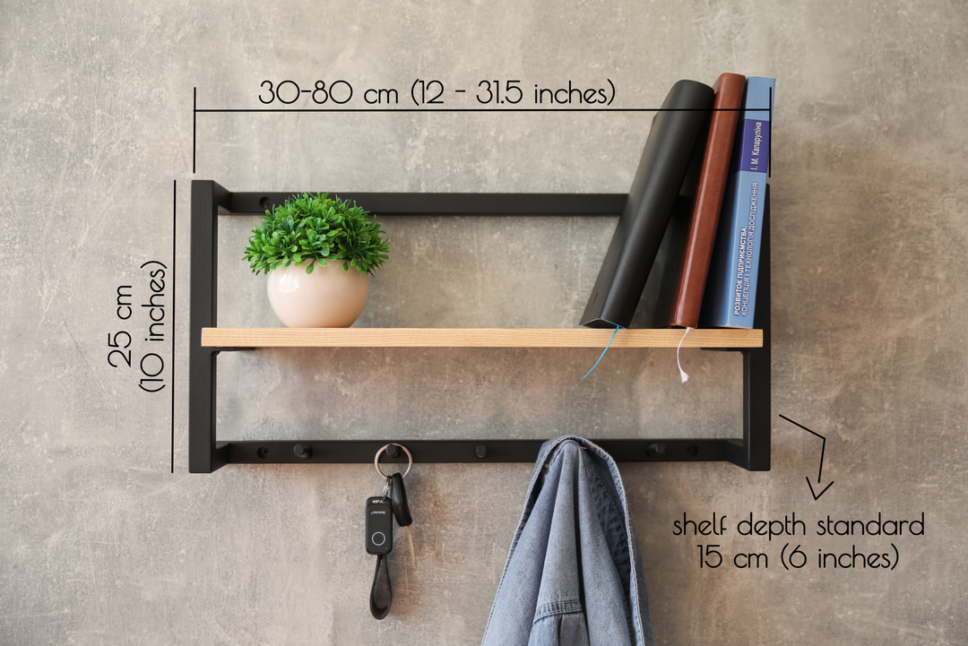 Industrial Wall-Mounted Hook Shelf - Hallway shelf holder