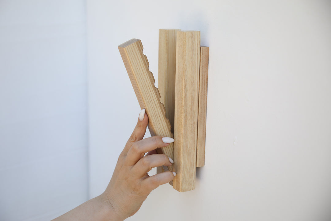 Wall Mounted Folding Coat Rack | Modern Solid Wood Clothes Rack