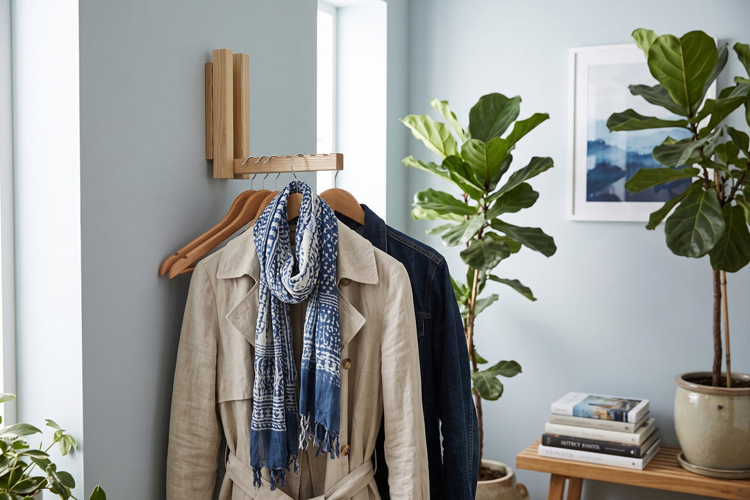 Wall Mounted Folding Coat Rack | Modern Solid Wood Clothes Rack