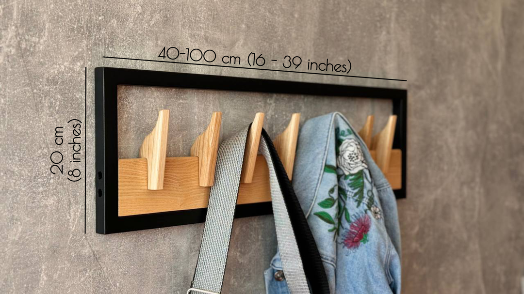 Metal & Wood Coat Rack with Hooks – Stylish & Versatile