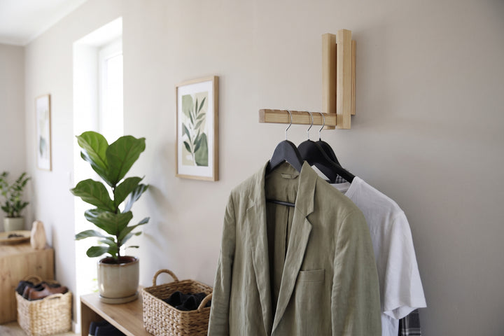 Wall Mounted Folding Coat Rack | Modern Solid Wood Clothes Rack