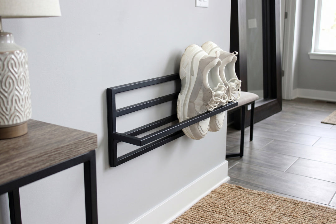 Metal Shoe Rack with Holder - Wall-Mounted & Stylish