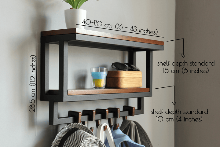 Reclaimed Wood & Metal Wall Rack - Hallway Decor