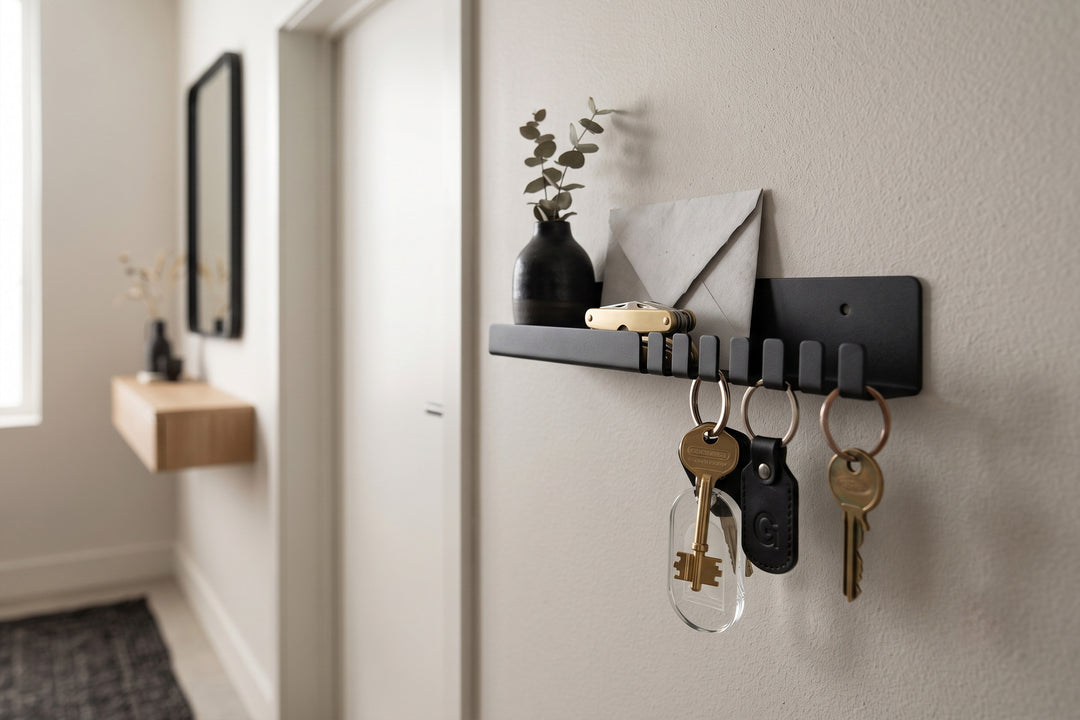 Minimalist Wall Key Holder – Brushed Metal