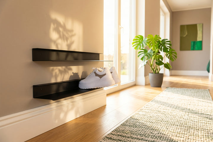 Set 2 Bent Metal Shoe Rack - Wall-Mounted Metal Shoe Rack