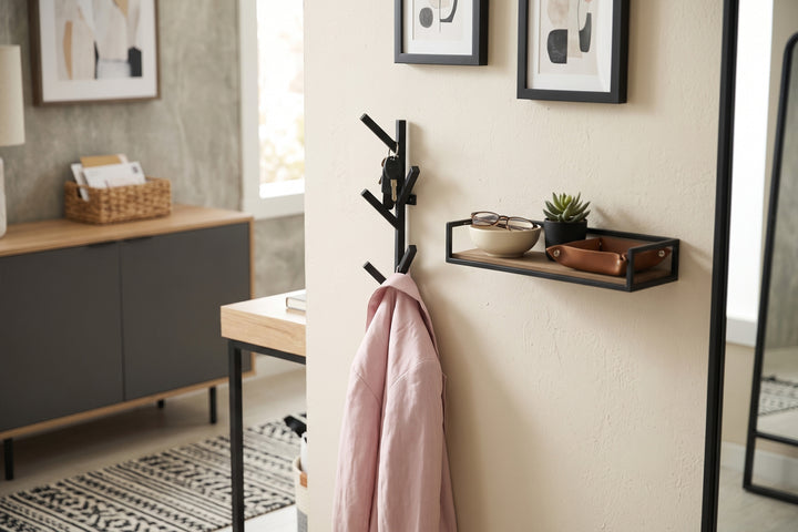 Wall Organizer with Metal Hooks - Ideal For Use