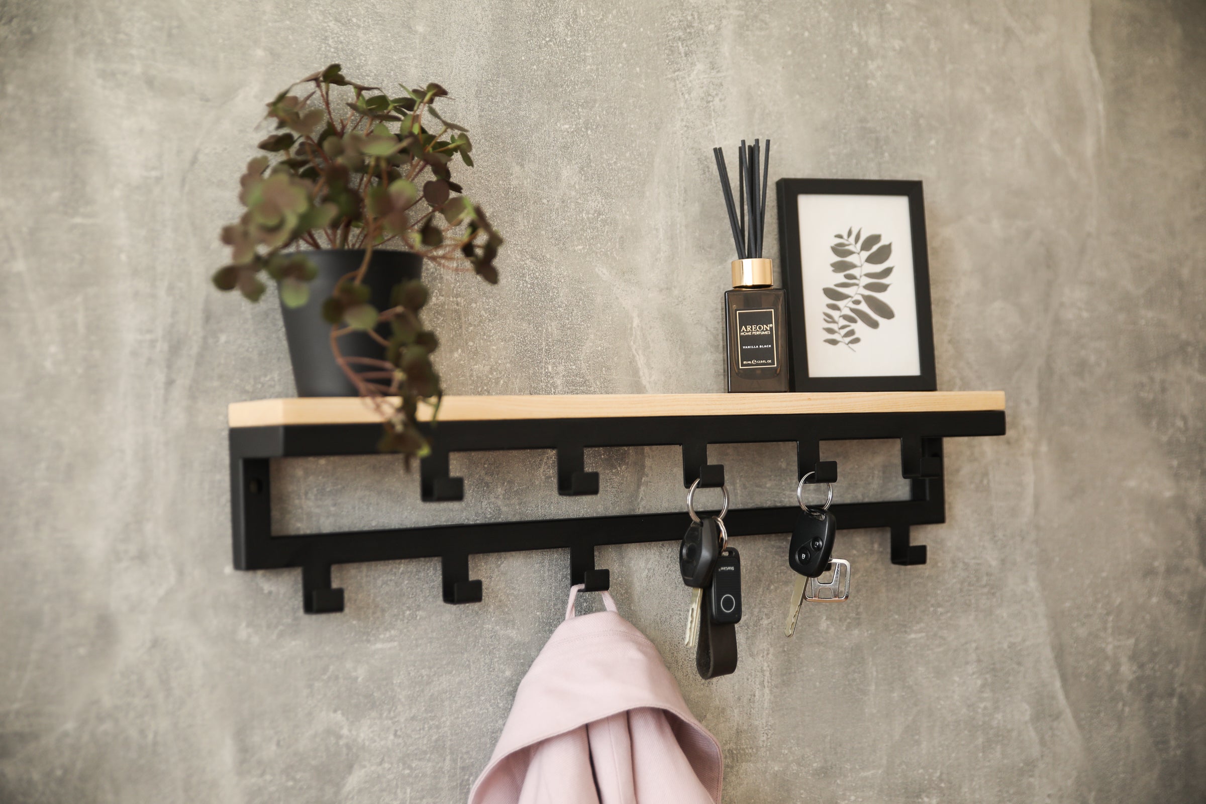 Two Rows Hooks Coat Rack - Shelf With Hooks – mda