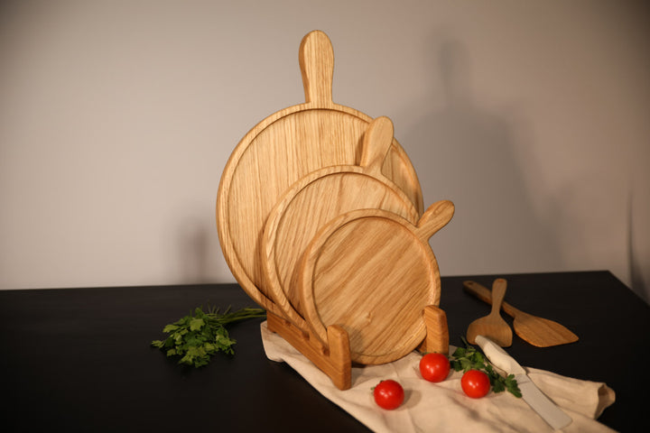 Set of boards Frying pan with a stand
