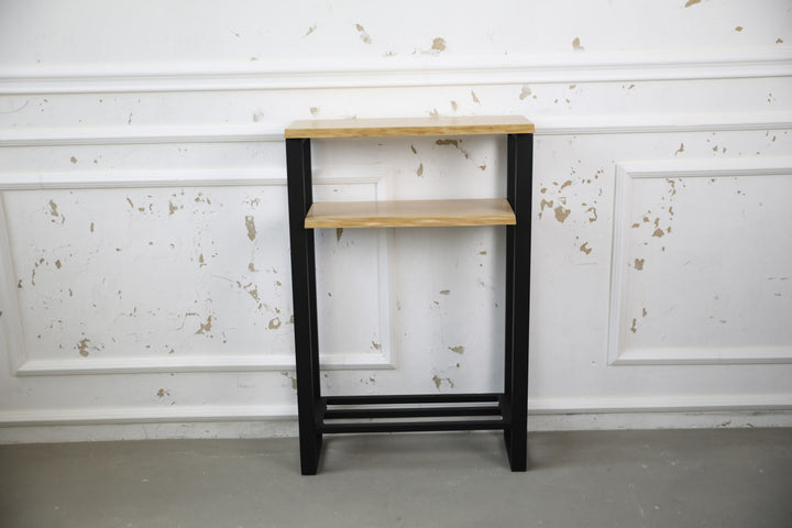 Narrow Console Table with Live Edge Wood Top