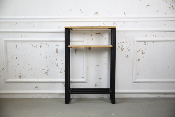 Narrow Console Table with Live Edge Wood Top