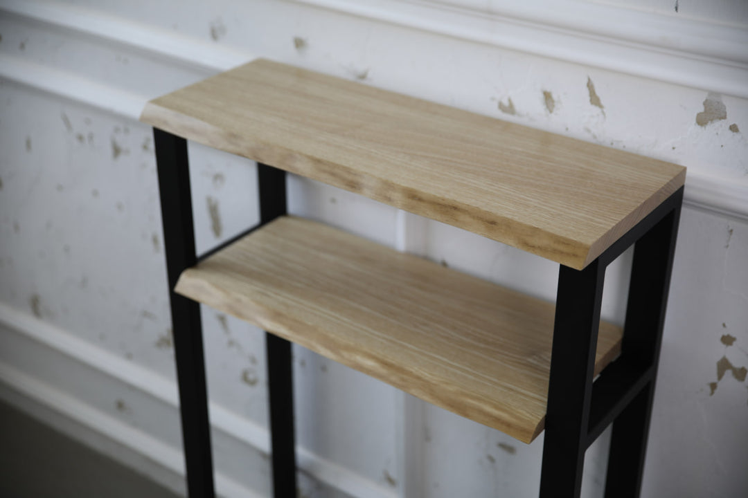 Narrow Console Table with Live Edge Wood Top