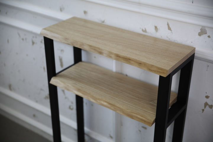 Narrow Console Table with Live Edge Wood Top
