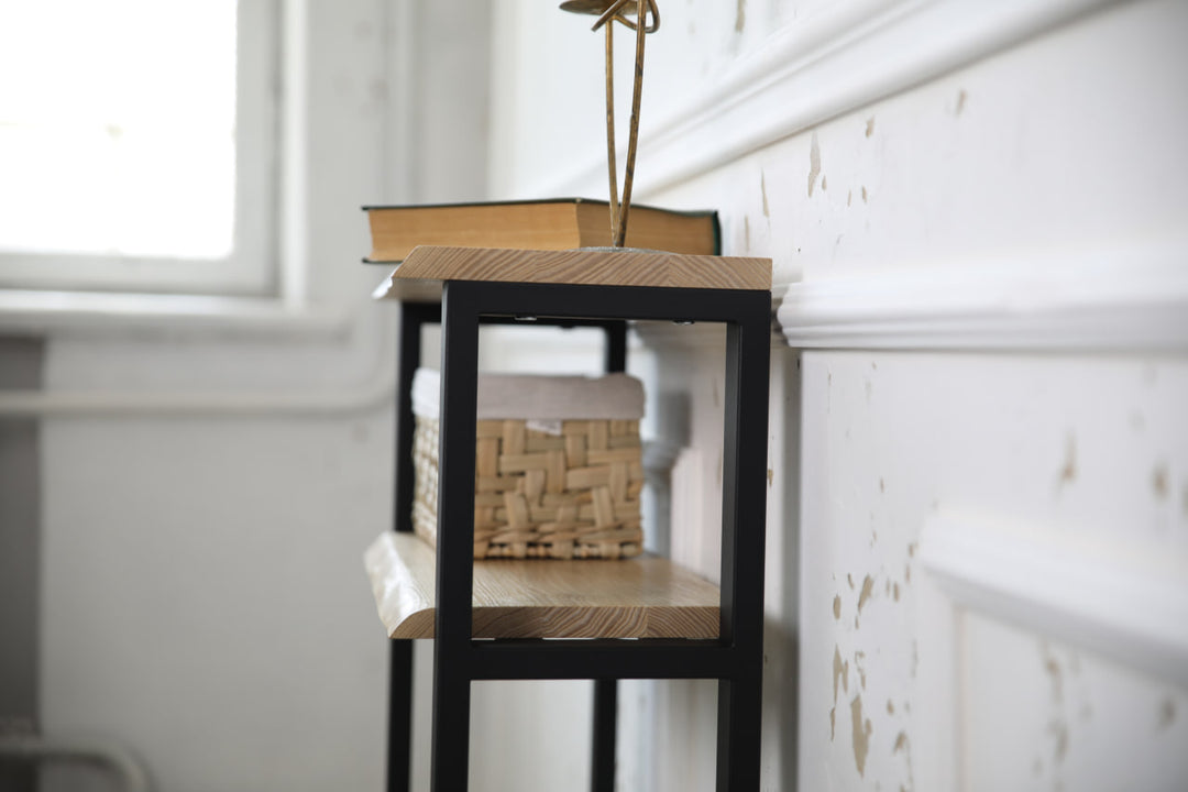 Narrow Console Table with Live Edge Wood Top