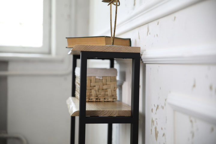 Narrow Console Table with Live Edge Wood Top