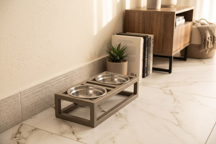 Elevated Cat Bowl Stand with Steel Bowls – Metal Raised Cat Feeder