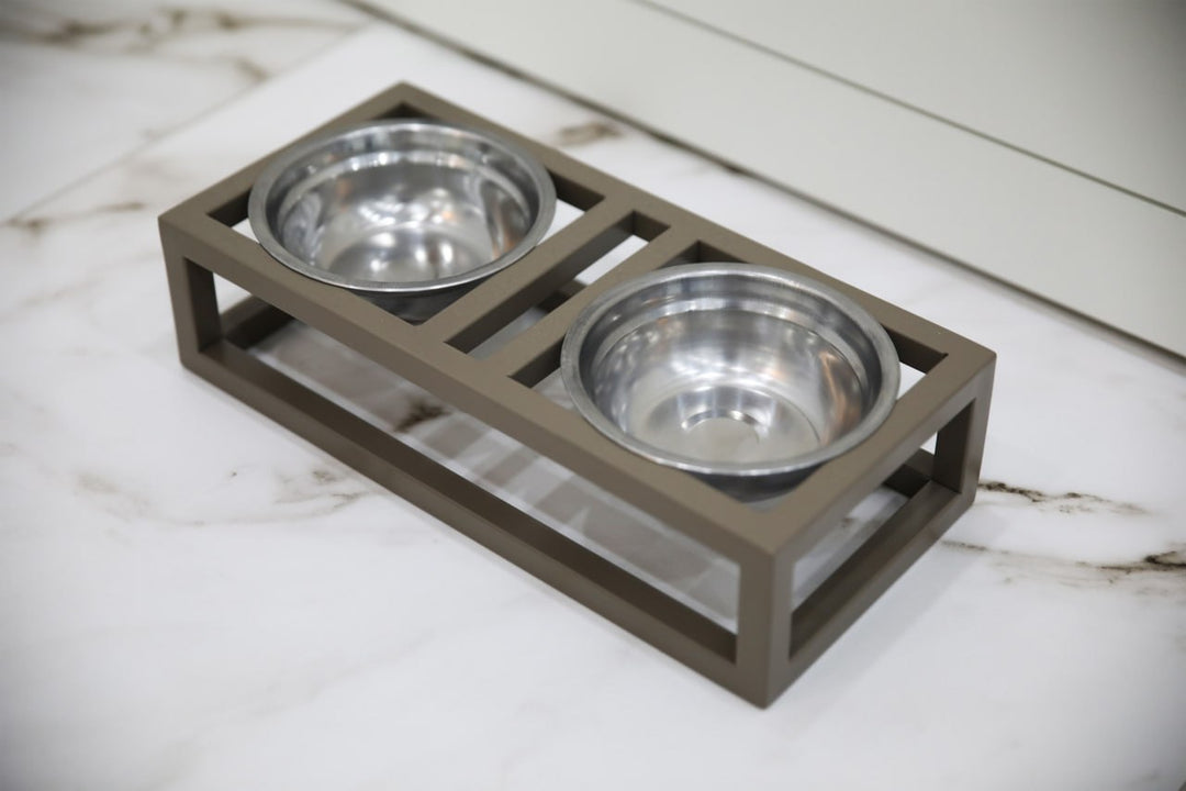 Elevated Cat Bowl Stand with Steel Bowls – Metal Raised Cat Feeder