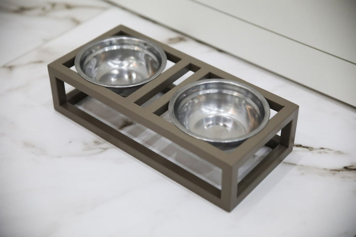 Elevated Cat Bowl Stand with Steel Bowls – Metal Raised Cat Feeder
