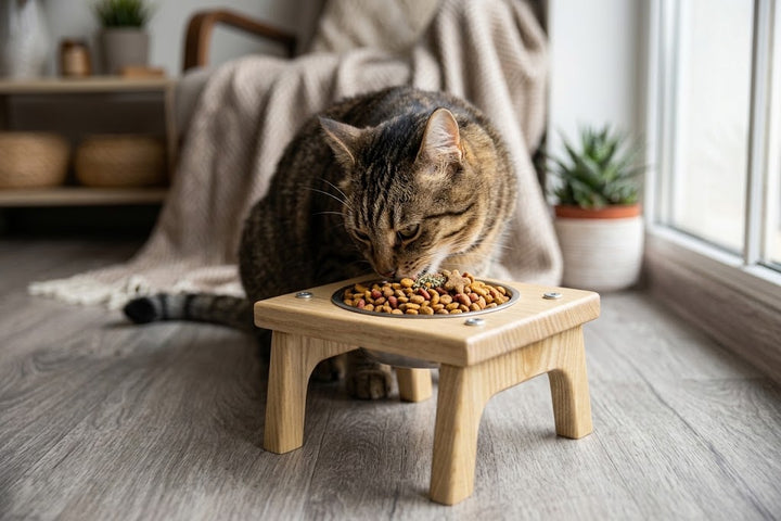 Elevated Cat Bowl Holder - Handmade Raised Dog Feeder