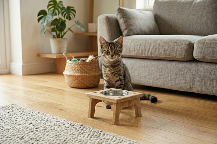 Elevated Cat Bowl Holder - Handmade Raised Dog Feeder