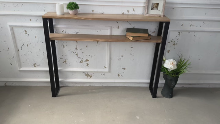 Contemporary Wood-Metal Wall Console - Elegant Style