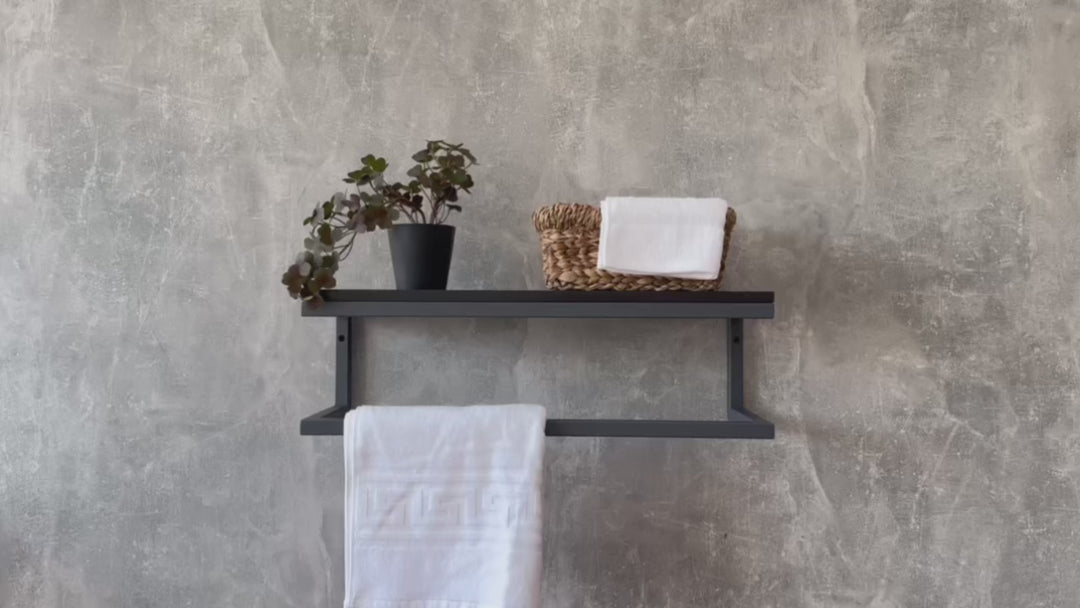 Contemporary Metal & Wood Bathroom Shelf – Sleek Storage for Modern Bathrooms