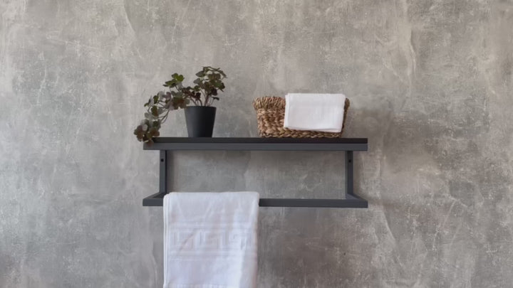 Contemporary Metal & Wood Bathroom Shelf – Sleek Storage for Modern Bathrooms