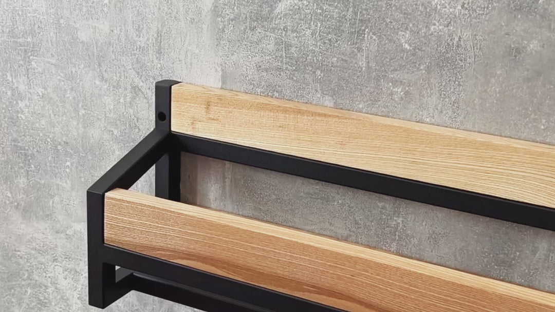Compact Wall Shoe Rack - Metal & Wood Shoe Organizer
