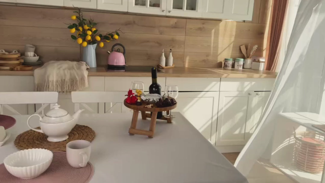 Compact Wine Serving Table – Wooden Design