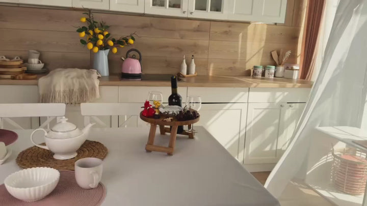 Compact Wine Serving Table – Wooden Design