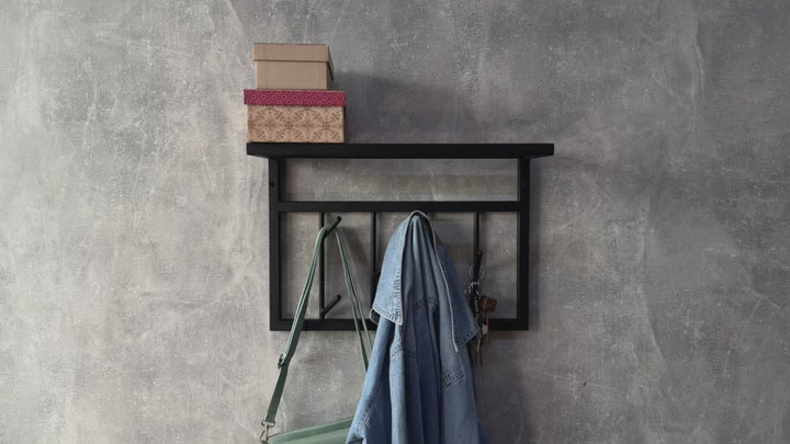 Industrial Metal Wall Hook Rack - Loft Style