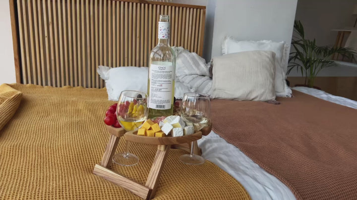 Folding Wine Table – Wooden Outdoor Accessory