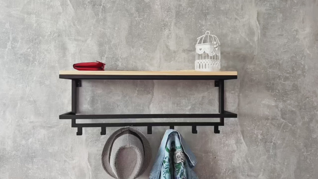 Farmhouse Entryway Shelf with Hooks - Stilysh Organizer