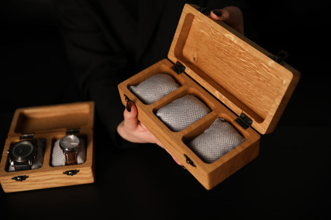 Handcrafted-rustic-wooden-watch-box-with-a-vintage-charm-perfect-for-organizing-your-watch-collection