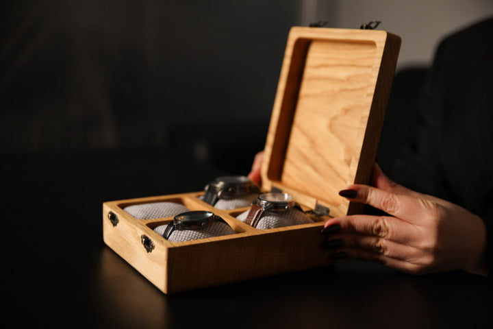 Handcrafted-rustic-wooden-watch-box-with-a-vintage-charm-perfect-for-organizing-your-watch-collection
